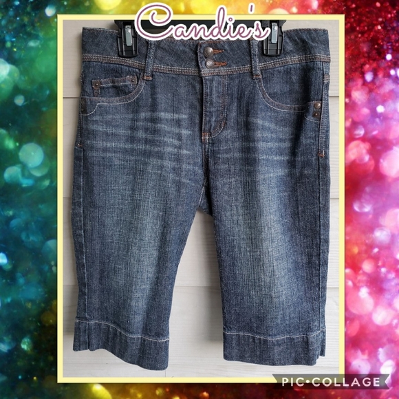 Candie's Dark Wash Denim Bermuda Shorts - Picture 1 of 16